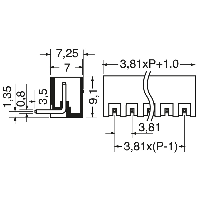 Morsettiera europea maschio 4 vie passo 3,81 mm per connessioni elettriche sicure e durature
