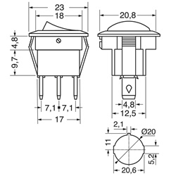 Interruttore bipolare illuminazione rossa 12V compatto robusto per impianti elettrici controllo sicuro