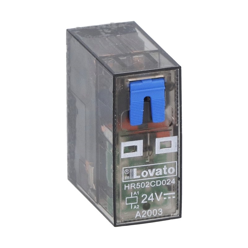 RELE MINIATURIZZATO 2 CONTATTI SCAMBIO 8A 24VDC LED INDICATORE STATO Montaggio zoccolo HR5XS2