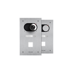Frontale switch 1 pulsante acciaio inox AISI 316 spazzolato foro 40x40 mm per controllo accessi