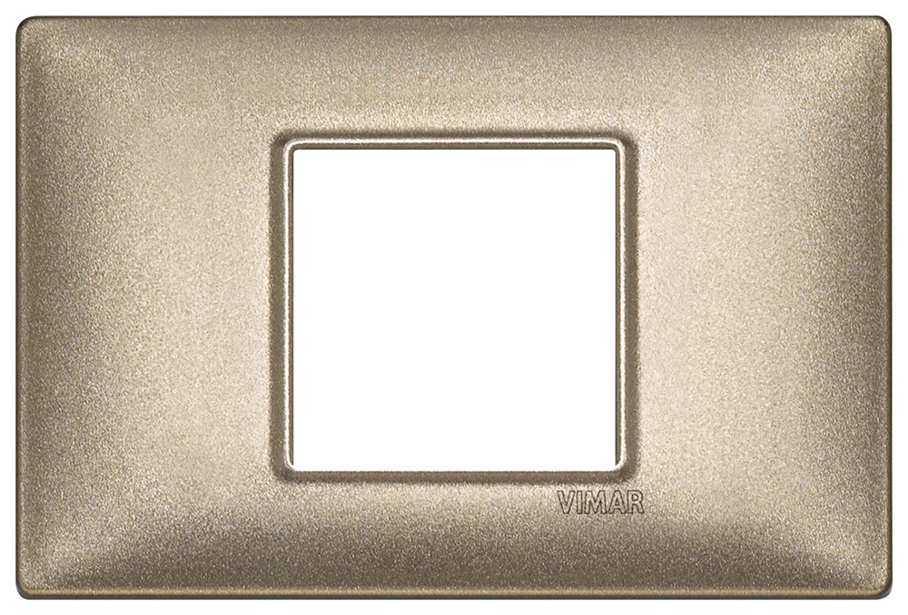 Placca 2 moduli centrali in metallo bronzo metallizzato per installazioni elettriche