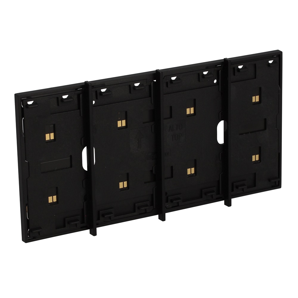 Frame elettrificato nero 3 moduli più 1, per comandi digitali installazione domestica e professionale