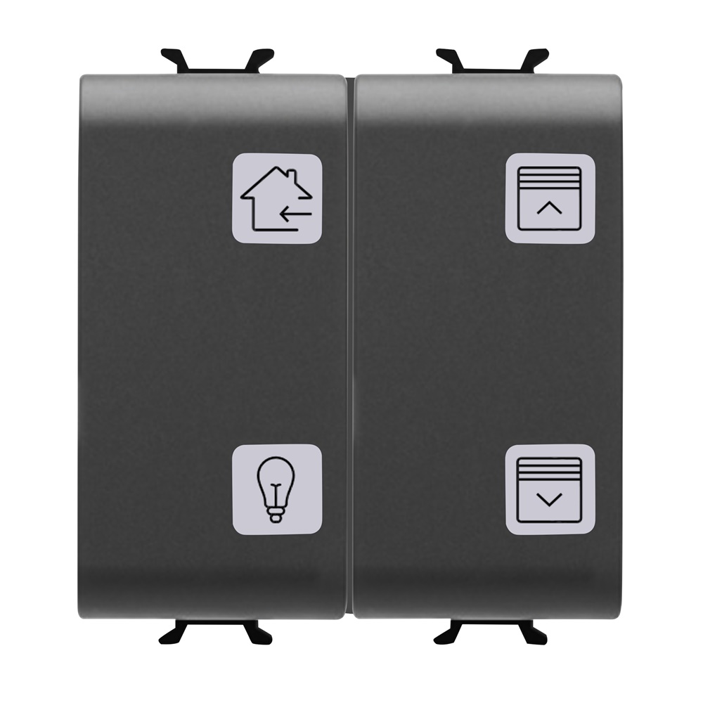 PULSANTIERA CON SIMBOLI INTERCAMBIABILI - KNX - 4 CANALI - 2 MODULI - NERO - CHORUSMART