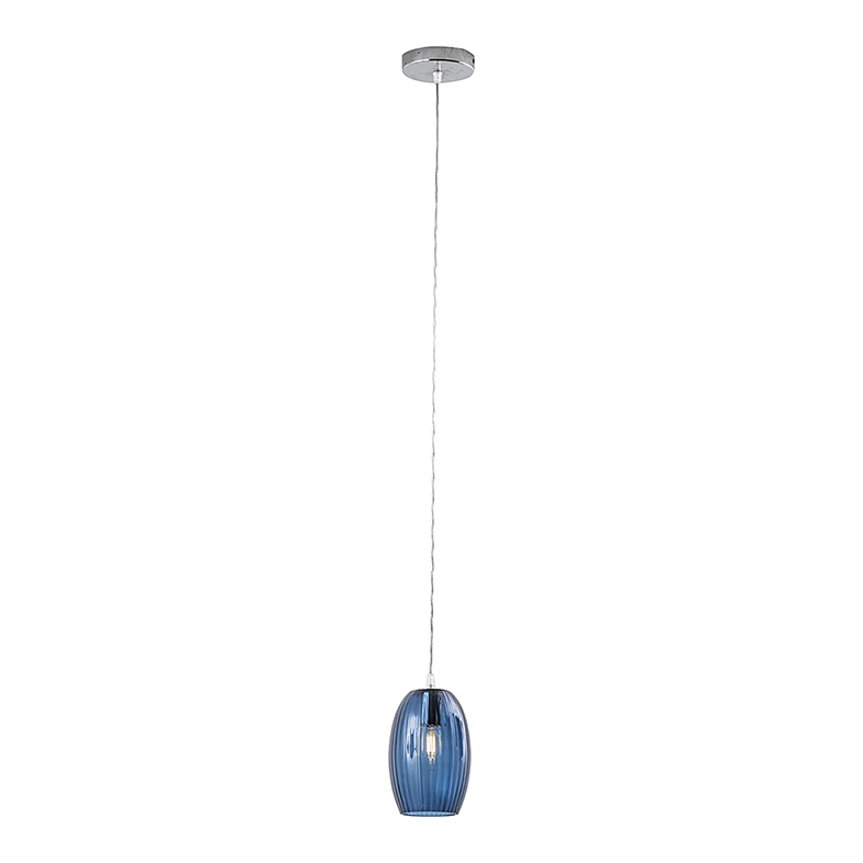 Sospensione tonda vetro blu E14 design moderno per illuminazione interni