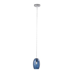 Sospensione tonda vetro blu E14 design moderno per illuminazione interni