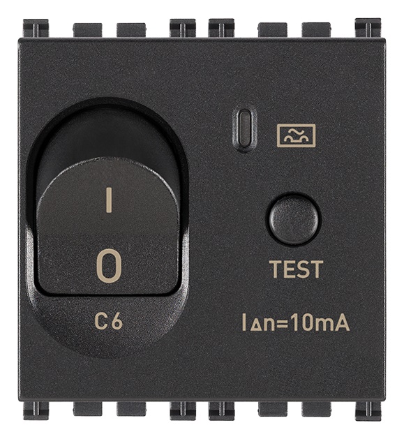 Interruttore magnetotermico differenziale 1P+N C6 10mA 2 moduli grigio uso civile e industriale