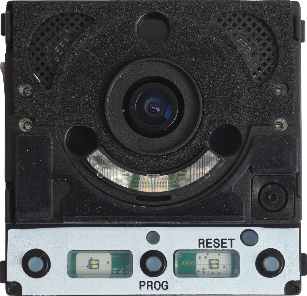 Modulo audio-video MTMV/01 con doppia retroilluminazione, sensore PAL/NTSC, zoom digitale, LED bianchi, comando elettroserratura, IP54, per sistemi controllo accessi e sicurezza