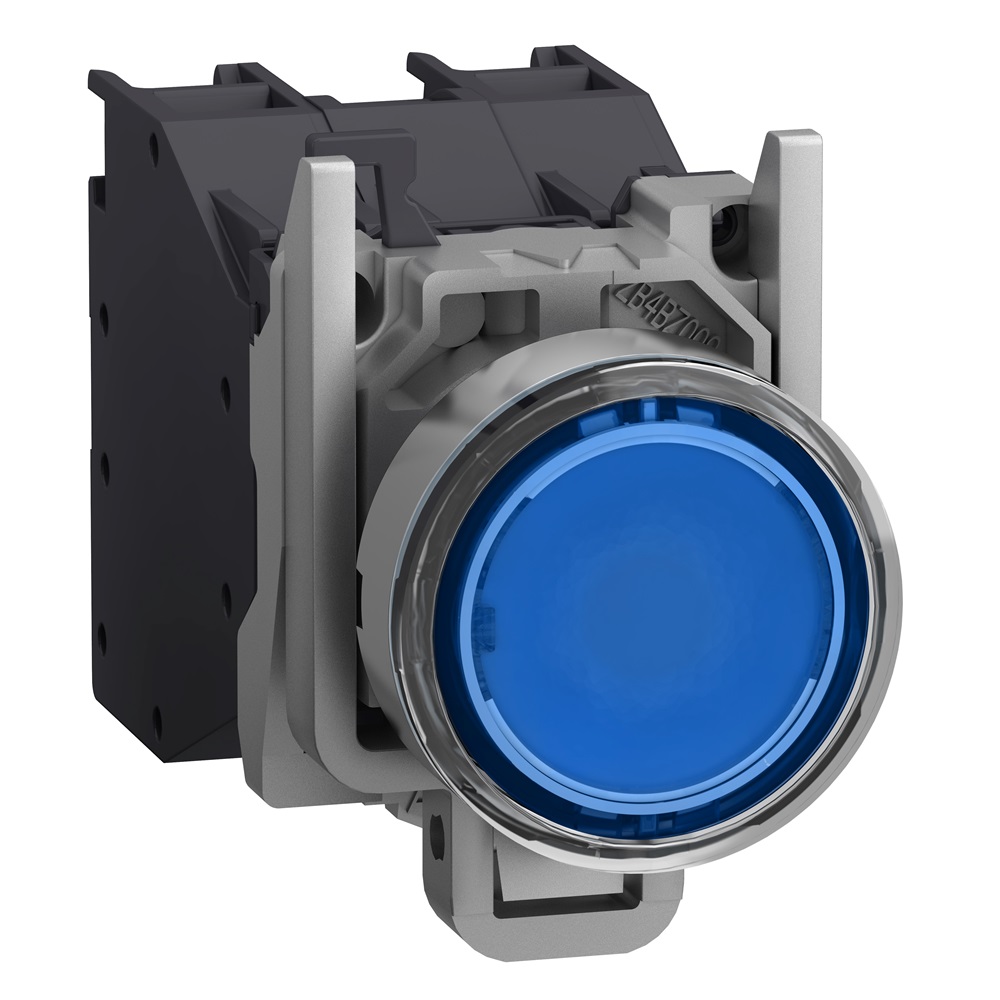 Pulsante luminoso blu con cappuccio ATEX 24..240V