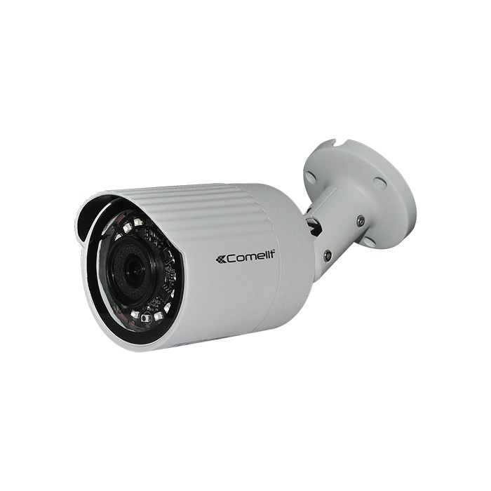 Telecamera IP bullet a colori bianca Full HD 1080p, ottica fissa 3.6mm, Smart IR SMD 20m, contenitore waterproof IP66, compatibile ONVIF