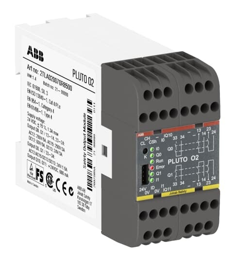 Safety PLC compatto Pluto O2 con 6 I/O, 2 uscite relè, per automazione industriale sicura
