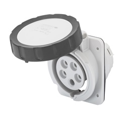 PRESA FISSA DA INCASSO A 10° HP - IP66/IP67 - 2P+T 32A 480-500V 50/60HZ - NERO - 7H - CABLAGGIO A VITE