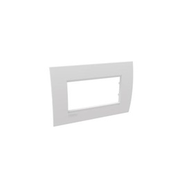 Placca interruttori 4 moduli LivingLight bianca per colonne curve installazioni elettriche residenziali e commerciali