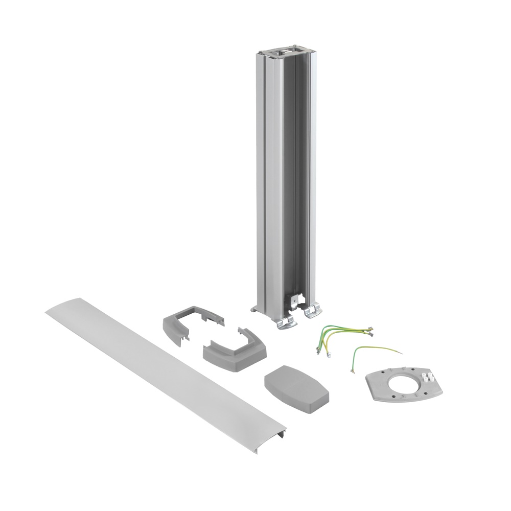 Minicolonna monofacciale curva alluminio 680 mm per organizzazione impianti elettrici professionali