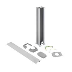 Minicolonna monofacciale curva alluminio 680 mm per organizzazione impianti elettrici professionali