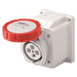 PRESA FISSA DA PARETE A 10° - IP67 - 3P+T 32A 380-440V 50/60HZ - ROSSO - 3H - CABLAGGIO A VITE