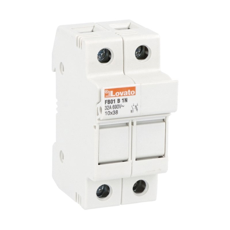 Portafusibili sezionatore 1P+N 10x38mm 32A 690VAC 2 moduli senza indicatore luminoso