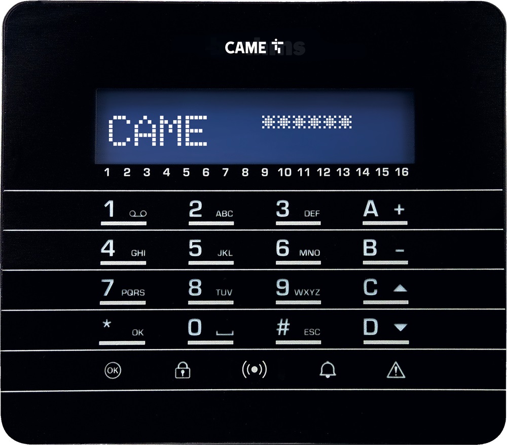 Tastiera nera cablata LCD capacitiva con display grafico per controllo accessi sistemi PXC2