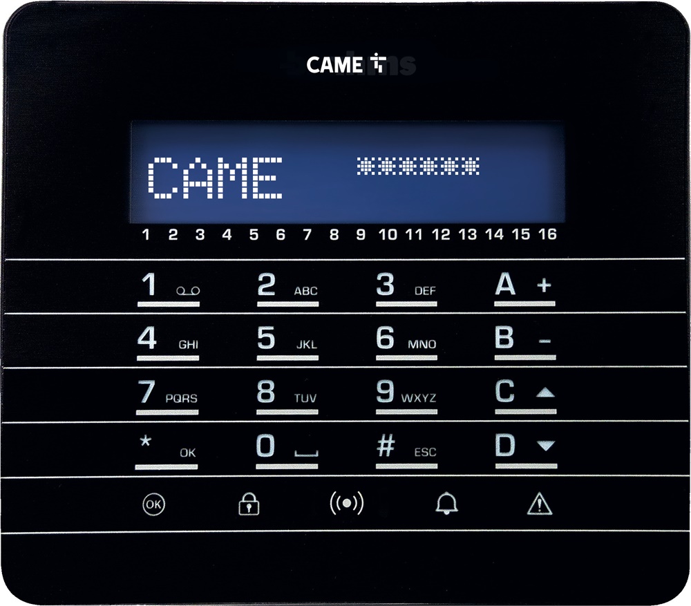 Tastiera nera cablata LCD capacitiva con display grafico per controllo accessi sistemi PXC2