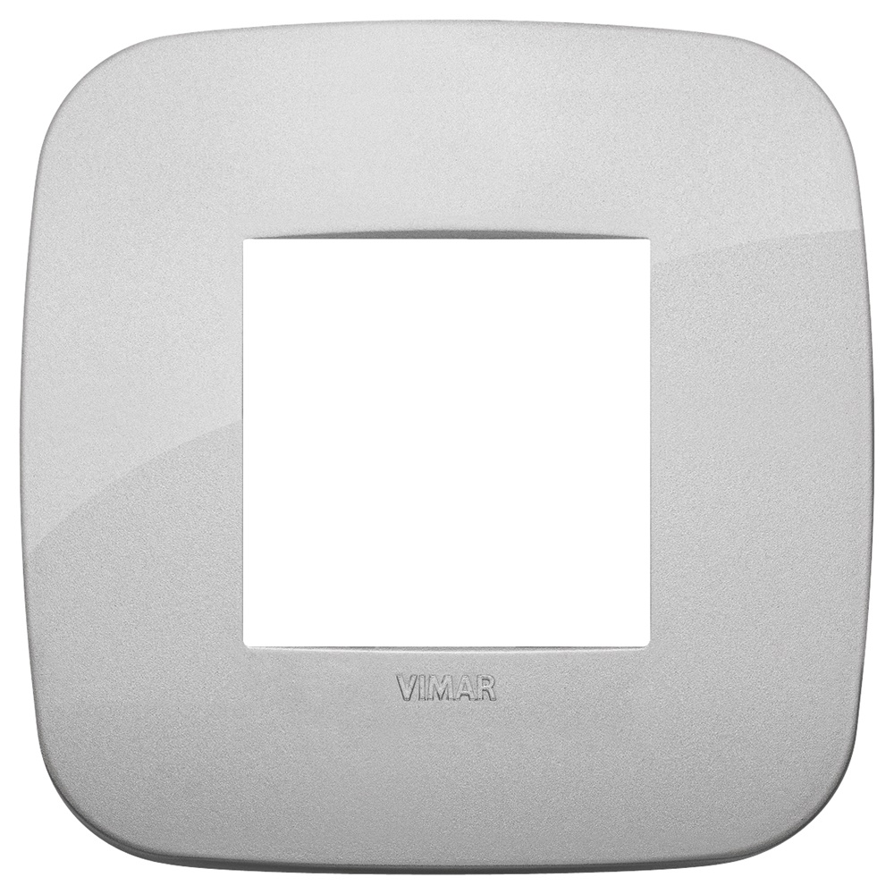 Placca Round 2 moduli tecnopolimero silver per installazioni elettriche interne