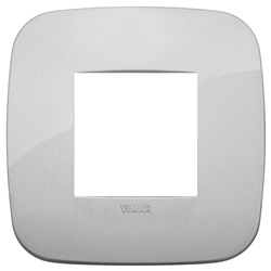 Placca Round 2 moduli tecnopolimero silver per installazioni elettriche interne