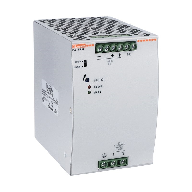 Alimentatore switching 48VDC 240W 5A fissaggio guida DIN monofase