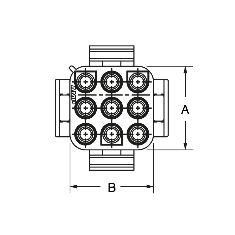 Connettore metallico maschio 4 poli resistente per impianti industriali e cablaggi professionali