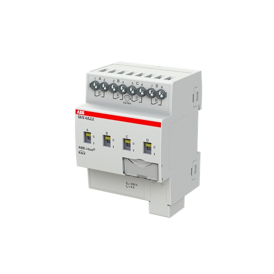 Attuatore switch 4 canali 6A KNX montaggio guida DIN automazione residenziale e terziaria