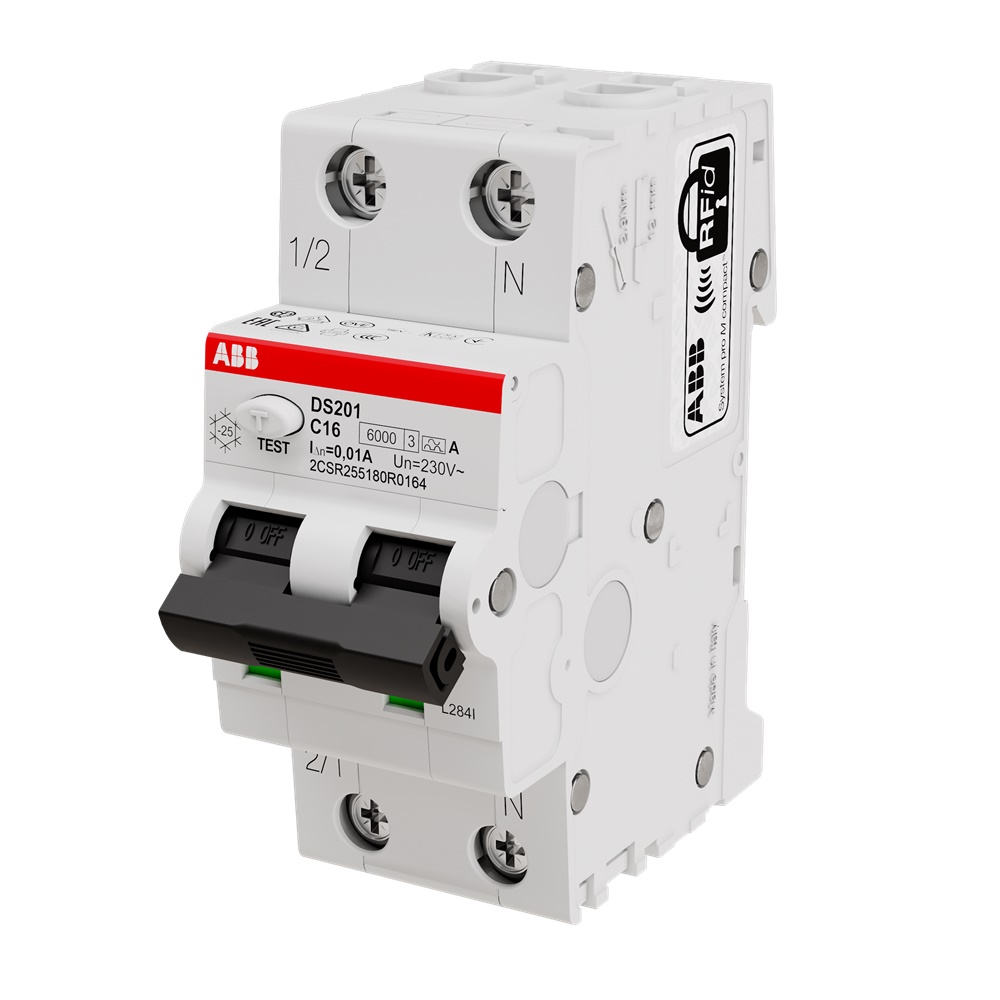 Interruttore Differenziale Magnetotermico DS201 1P+N 16A Tipo A 10mA Protezione Singola Fase