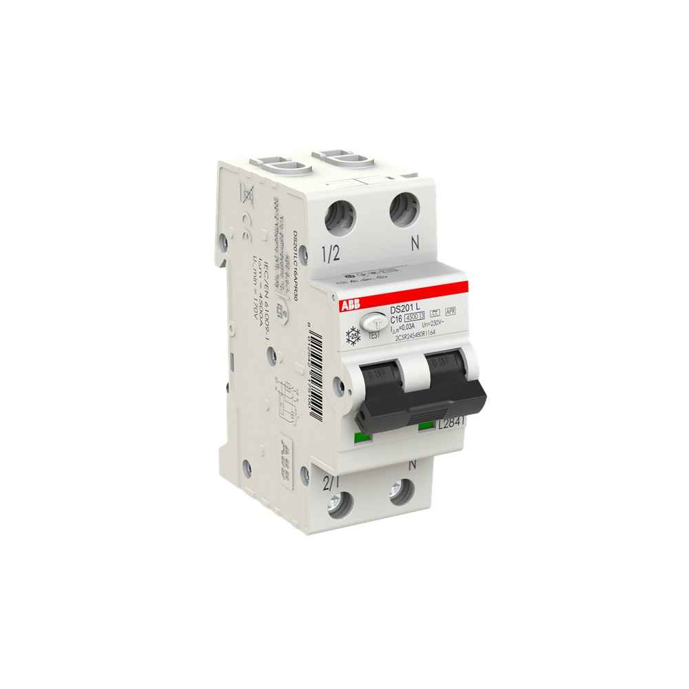 Interruttore differenziale magnetotermico DS201 L 1P+N 16A 30mA Tipo A APR per protezione circuiti monofase
