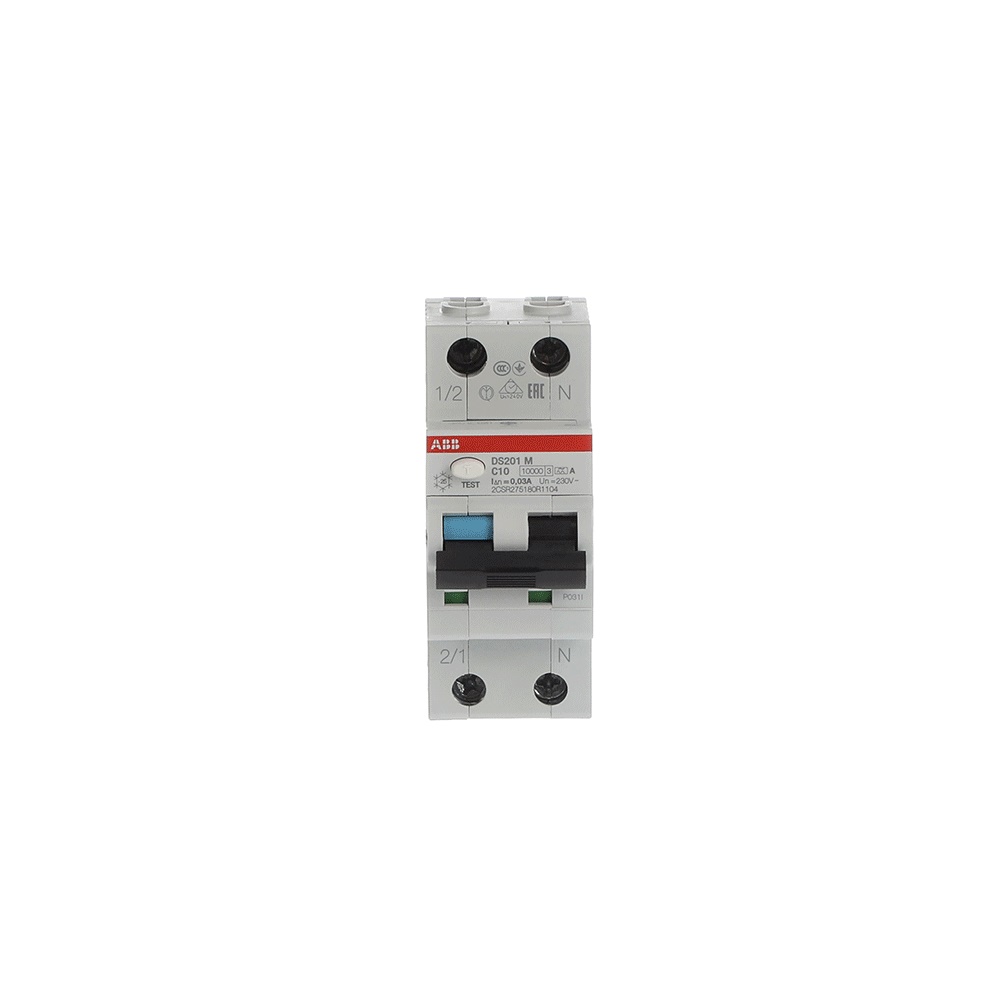 Interruttore differenziale magnetotermico DS201 M 1P+N 10A 30mA Tipo A protezione sovracorrente impianti domestici e industriali