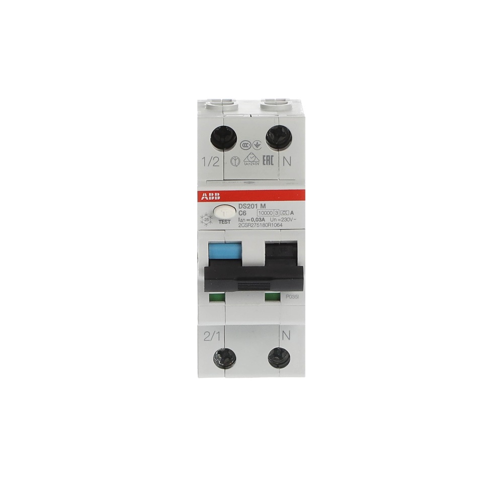 Interruttore Differenziale Magnetotermico DS201 M 1P+N 30mA 6A Tipo A Protezione Circuiti Monofase