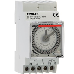 Orologio meccanico giornaliero ARVO-ED programmazione su barra DIN uso domestico e professionale