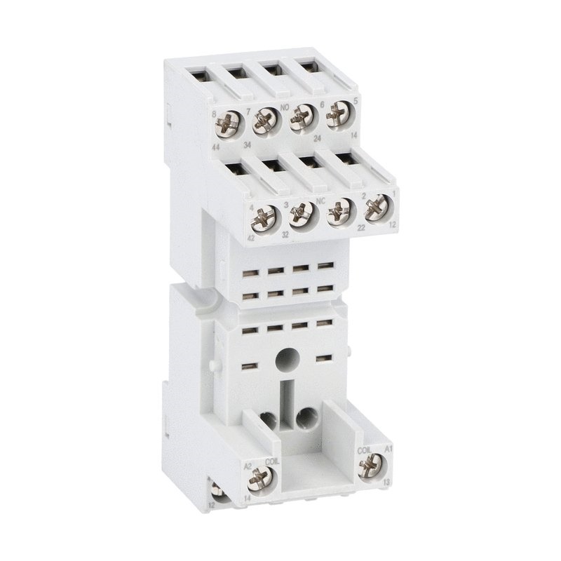 Zoccolo industriale 4 contatti scambio HR604C montaggio guida DIN vite terminali vite
