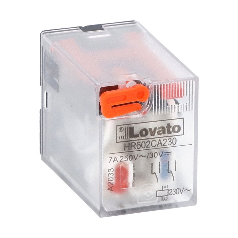 RELE INDUSTRIALE 2 SCAMBIO 7A 230VAC LED INDICATORE STATO MONTAGGIO ZOCCOLO HR6XS2