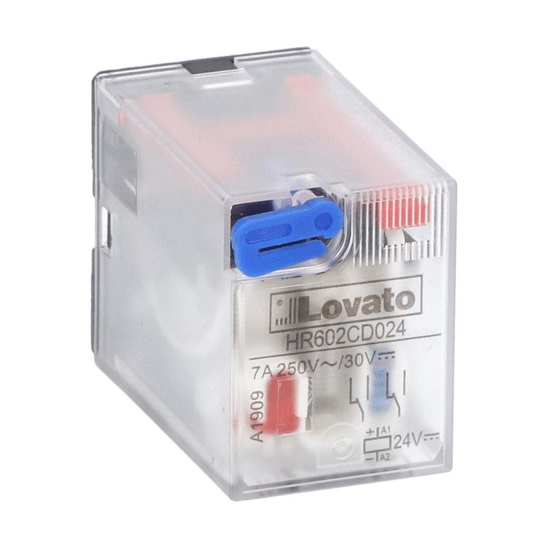RELE INDUSTRIALE 2 CONTATTI SCAMBIO 7A 24VDC CON LED INDICATORE STATO