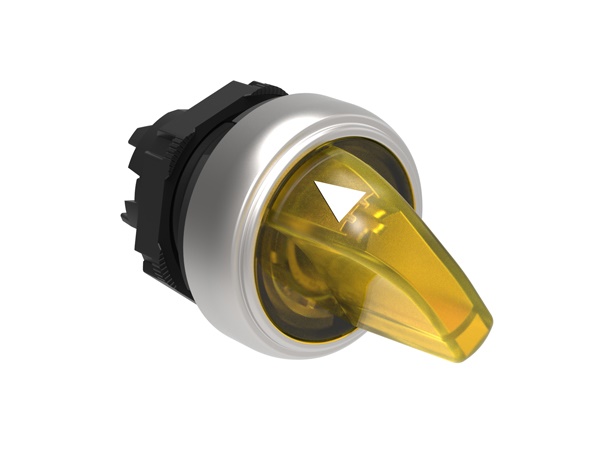 Selettore luminoso giallo Ø22mm 2 posizioni 0-1 serie Platinum plastica cromata