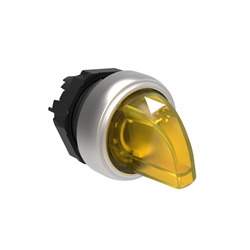 Selettore luminoso giallo Ø22mm 3 posizioni plastica cromata serie Platinum controllo macchine industriali