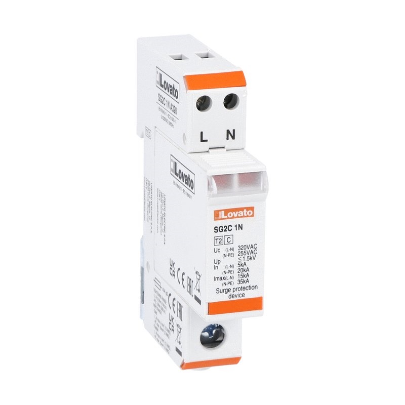 Scaricatore sovratensioni Tipo 2 1P+N 5kA cartuccia estraibile protezione impianti elettrici