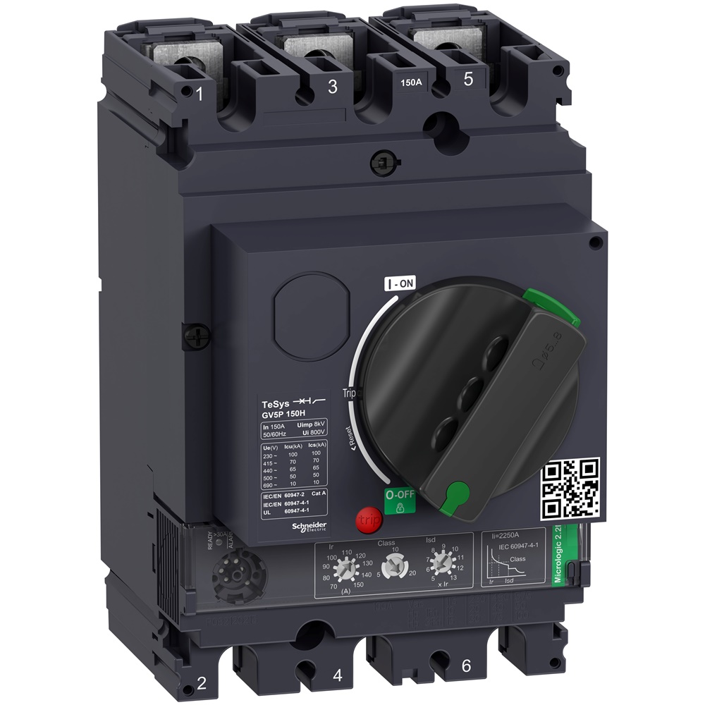 Interruttore automatico TeSys GV5 magnetotermico con manovra rotativa con manovra rotativa 70-150A Icu 70kA