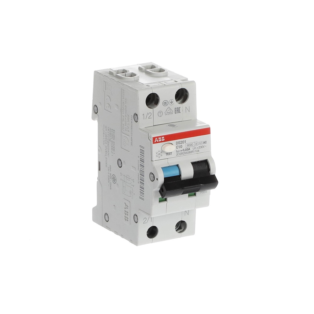 Interruttore differenziale magnetotermico 1P+N 10A 30mA tipo AC per circuiti monofase residenziali e commerciali