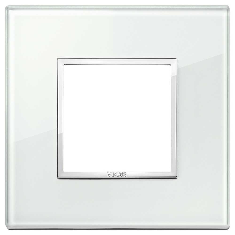 Placca 2 moduli cristallo effetto acqua per installazioni elettriche