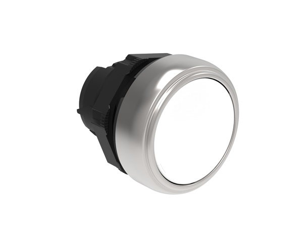 Pulsante rasato bianco Ø22mm serie Platinum plastica cromata uso industriale