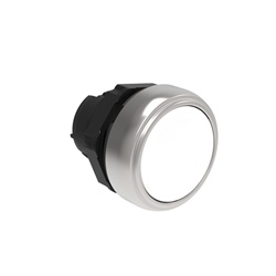 Pulsante rasato bianco Ø22mm serie Platinum plastica cromata uso industriale