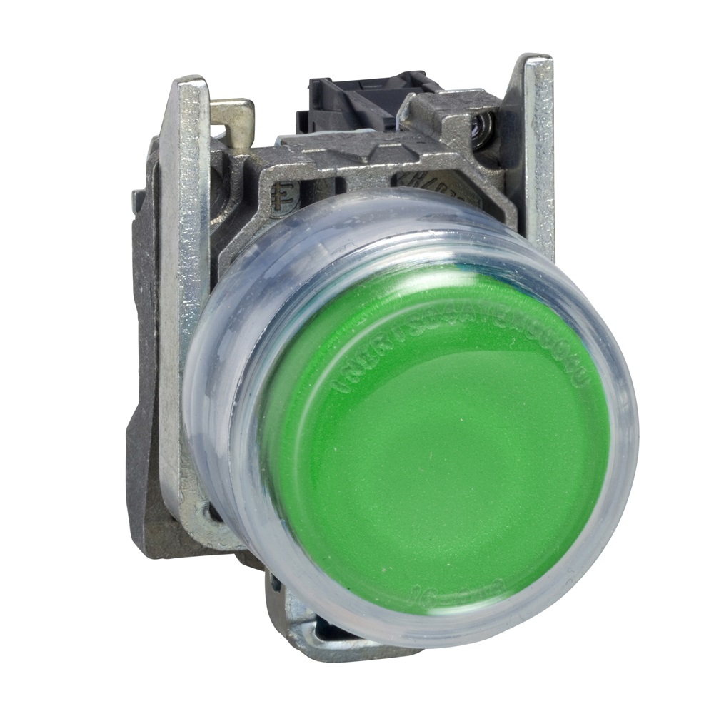 Pulsante verde Ø22 - ad impulso - per inserimento etichetta - 1 NO - ATEX