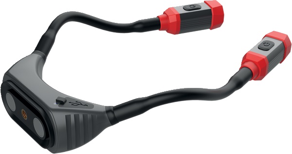 Lampada da collo ricaricabile LED doppio fascio luminoso orientabile per lavori di precisione e installazioni elettriche
