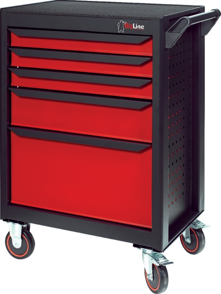 Carrello portautensili 5 cassetti con piano antiscivolo e ruote freno per officina