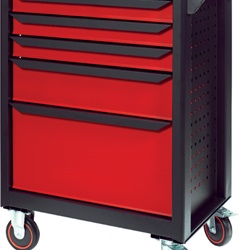 Carrello portautensili 5 cassetti con piano antiscivolo e ruote freno per officina