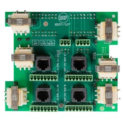 Scheda trasformatori audio per sistema allarme vocale DXT 3000 con connettori RJ45 e vite