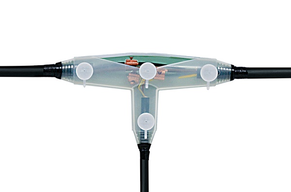 Giunto resina derivazione T 5x10mmq impermeabile per cavi bassa tensione PVC PE EPR uso interrato e sommerso