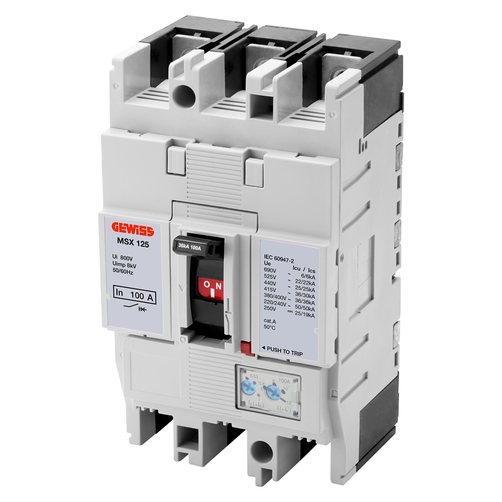 Interruttore scatolato MSX 125 3 poli 100A 36kA magnetotermico distribuzione potenza